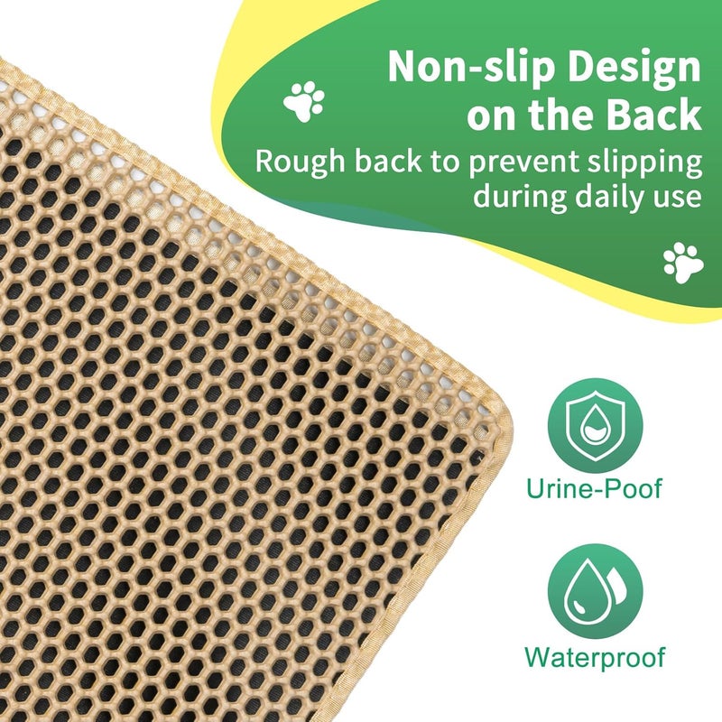 GRELY XL 47 x 28 Extra Large Double Layer Cat Litter Mat, Kitty Box Mat, Waterproof Urine Proof Non-Slip Cats Rug for Pet,Litter Trapping Mat - Image 3